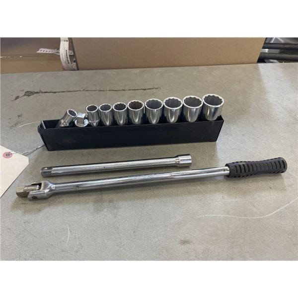 LARGE CRAFTSMAN DEEP SOCKETS WITH BREAKER BAR AND LARGE EXTENSION