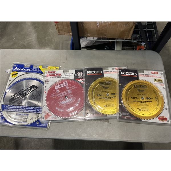 4 NEW SAW BLADES INCLUDING DIABLO, RIDGID AND AVANTI PRO