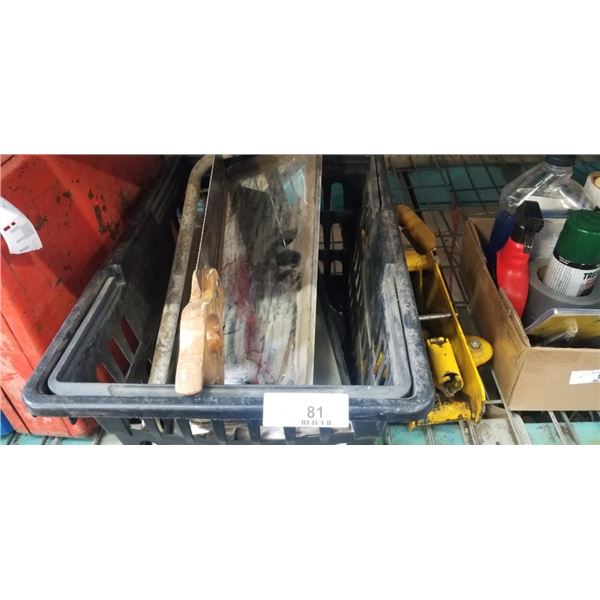 BASKET OF TOOLS AND TROLLEY JACK