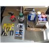 Image 1 : BOX OF DOOR HANDLE DUCT TAPE, PAINT, TOOLS