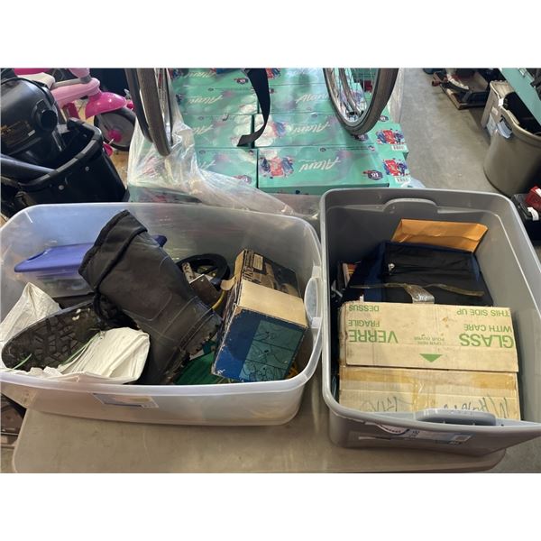 TWO TOTES OF ASSORTED HOUSEHOLD ITEMS
