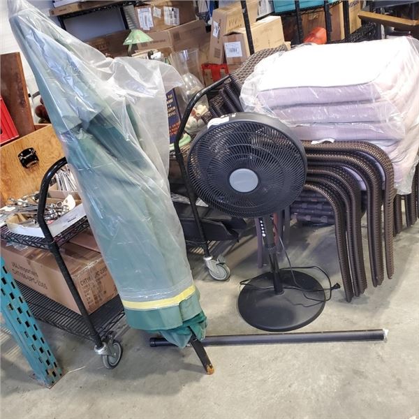 COMFORT MATE FLOOR FAN AND PATIO UMBRELLA