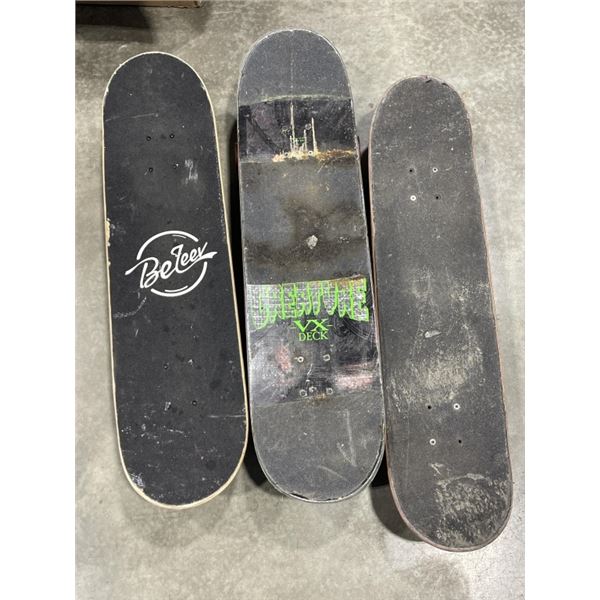 3 ASSORTED SKATEBOARDS, LONGBOARD