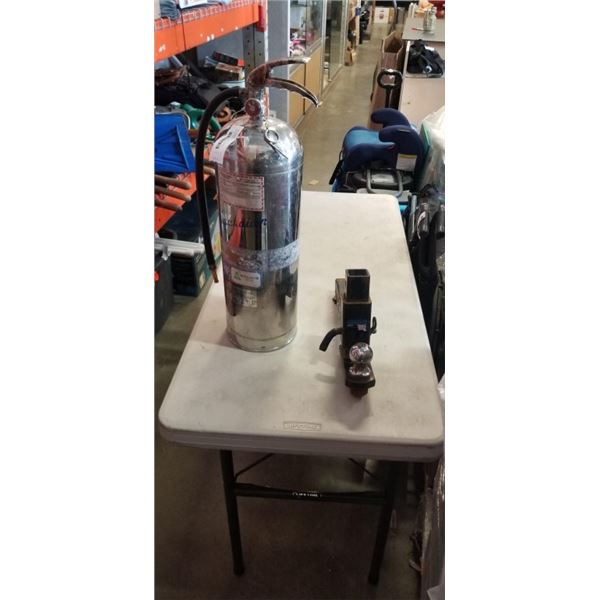 VINTAGE FIRE EXTINGUISHER AND ADJUSTABLE HITCH