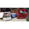 Image 1 : CRATE AND BOX OF ASSORTED ELECTRONICS, CABLES ETC.