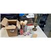 Image 1 : BOX AND BUCKET OF CANDLES AND LARGE CANDLE HOLDER