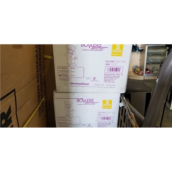 TWO CASES OF SIZE SMALL BOWERS POWDER FREE DISPOSABLE GLOVES