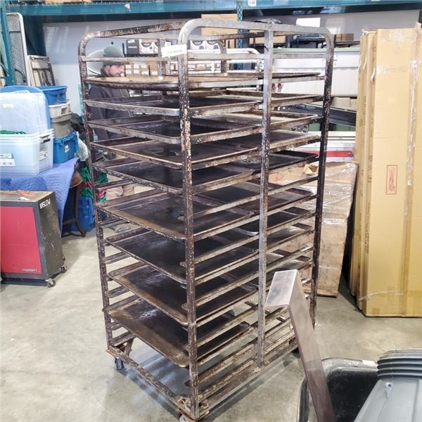 ROLLING BAKERS RACK WITH TRAYS