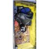 Image 4 : BLACK METAL CONTRACTOR BOX, WITH ASSORTED SHOP SUPPLY, RAIN GEAR ETC