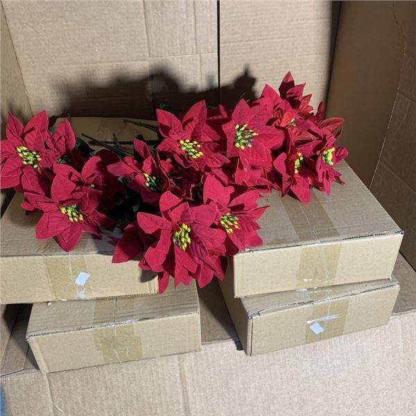 4 SETS OF 6 NEW POINTSETTIA ARTICIAL FLOWER BOUQUETS