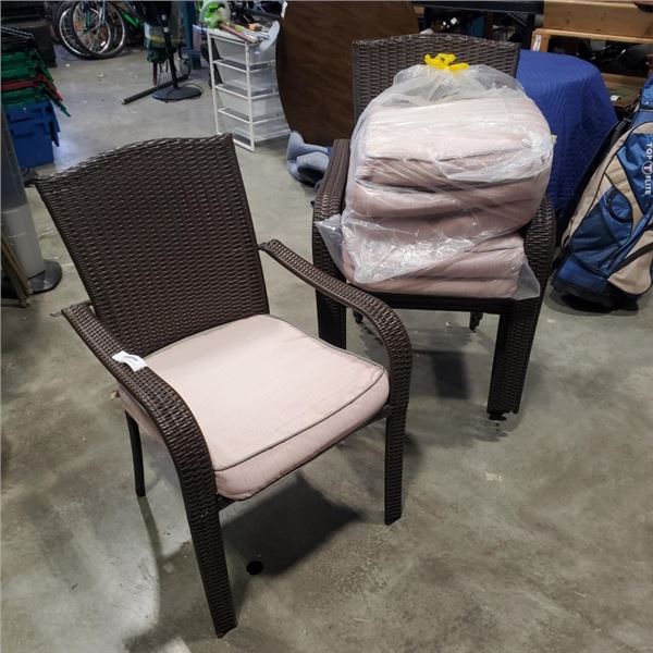 6 STACKING RATTAN PATIO CHAIRS
