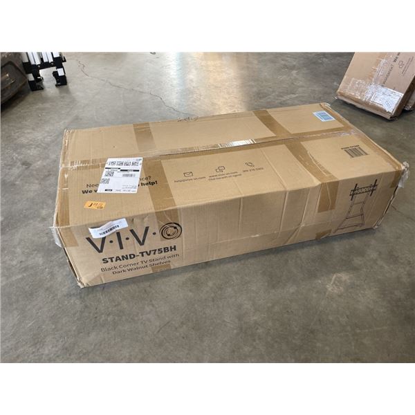 VIVO BLACK CORNER TV STAND WITH DARK WALNUT BASE