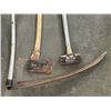 Image 2 : BUNDLE OF TOOLS: SCYTHE, AXE LOPPER AND SLEDGE