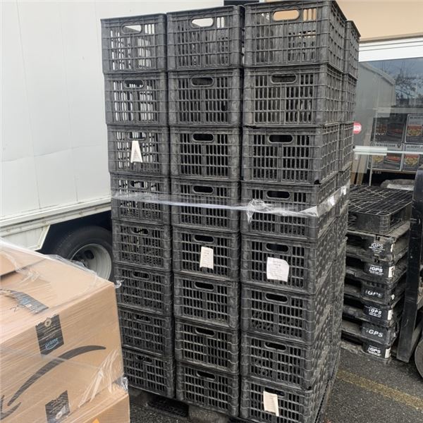 24 BLACK PLASTIC STACKING BINS