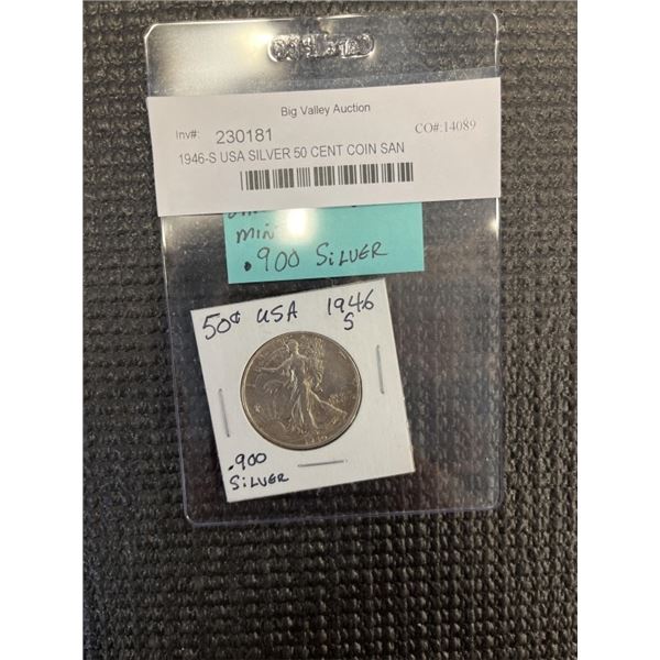 1946-S USA SILVER 50 CENT COIN SAN FRANCISCO MINT .900 SILVER