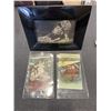 Image 1 : 2 VINTAGE POSTCARDS AND BOWED GLASS FRAMED PRINT