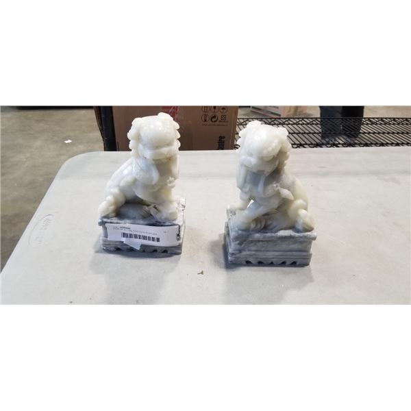 PAIR OF STONE FOO DOG STATUES