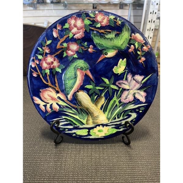 MALING 11" HAND PAINTED PLATE, "KINGFISHER"