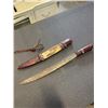 Image 2 : ANTIQUE KNIFE WITH LEATHER HANDLE AND SHEATH