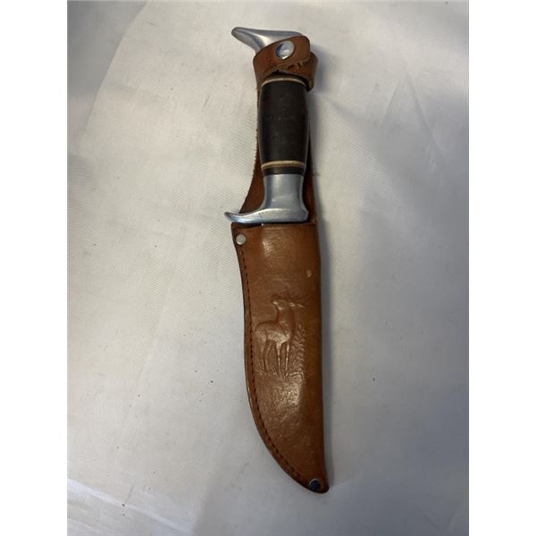 ORIGINAL BUFFALO SKINNER KNIFE SOLINGEN GERMANY, H98 WITH EMBOSSED SHEATH