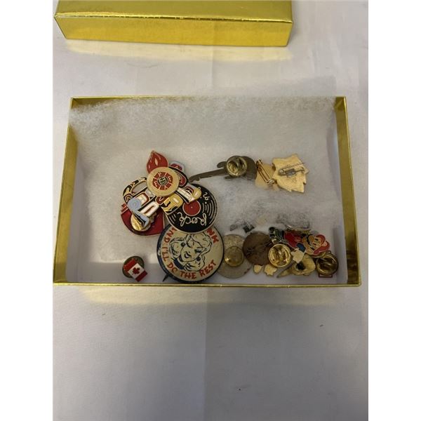 LOT OF NOVELTY PINS, NATIVE, ROCK AND ROLL, MARIO ETC.