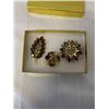Image 1 : RHINESTONE BROOCHES WITH AMBER STONES, ONE MADE IN GERMANY