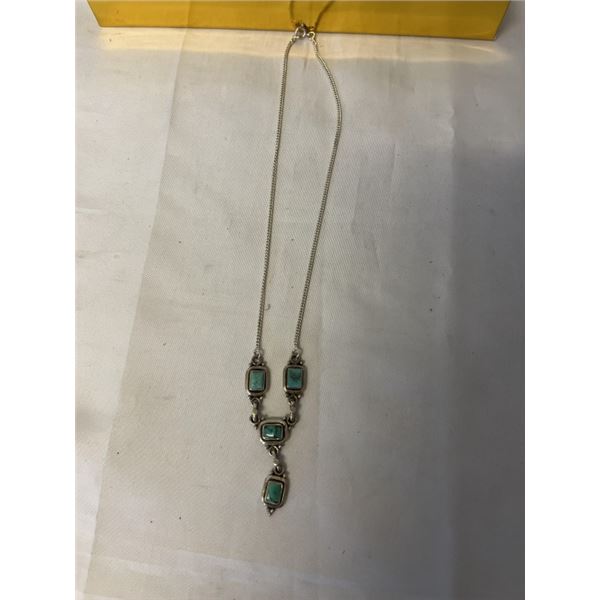 STERLING AND TURQUOISE PENDANT AND CHAIN