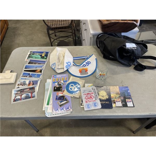 EXPO 86 COLLECTIBLES WALLET, PASSPORT BOOK AND MORE