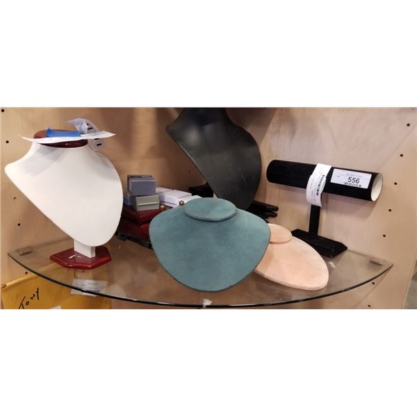 JEWELLERY STANDS, PLATE STANDS, RING BOXES