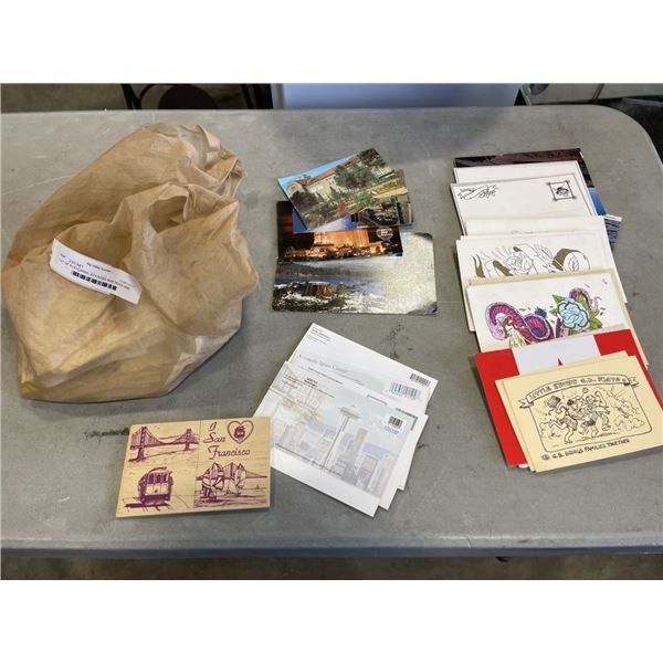 LOT OF POSTCARDS, STICKERS AND ROCK AND ROLL TRANSFERS