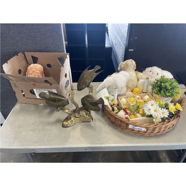 HIMILAYIN SALT LAMP, BRASS CENTERPIECE AND MORE