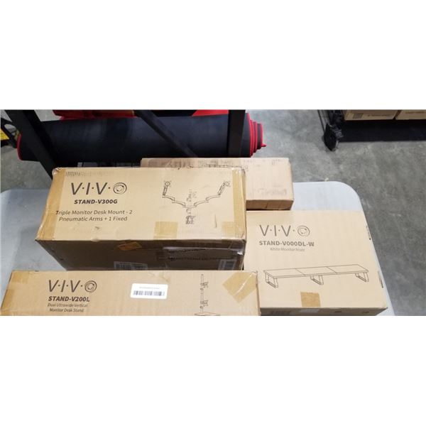 3 VIVO MOUNTS AND MONITOR SHELF