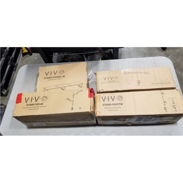 3 VIVO MOUNTS AND MONITOR SHELF