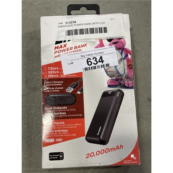 ENERGIZER POWER BANK WITH LCD SCREEN, 20,000MAH
