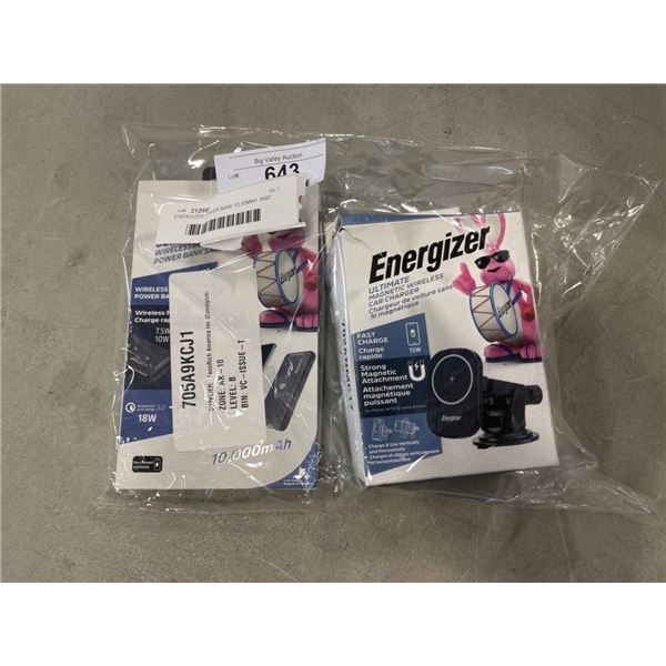 ENERGIZER POWER BANK 10,00MAH  AND FAST CHARGE WIRELESS CAR CHARGER