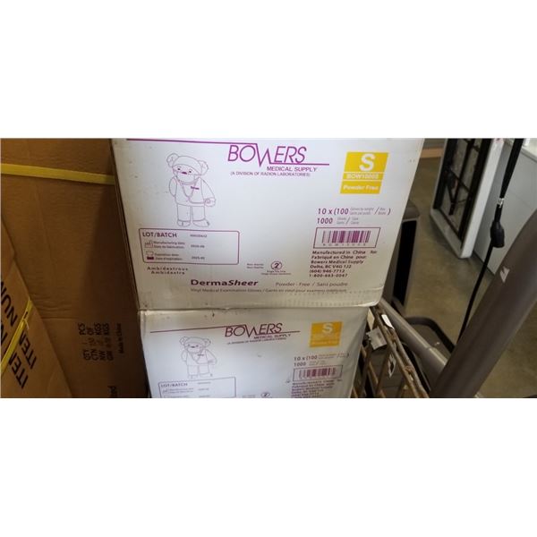TWO CASES OF SIZE SMALL BOWERS POWDER FREE DISPOSABLE GLOVES