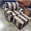 Image 1 : ABSTRACT LIVING ROOM CHAIR AND ROLLING STORAGE OTTOMAN