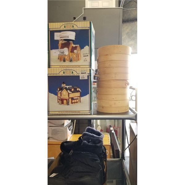 2 1991 CHRISTMAS DELUXE PORCELAIN  COLLECTER SERIES AND DIM SUM CONTAINERS