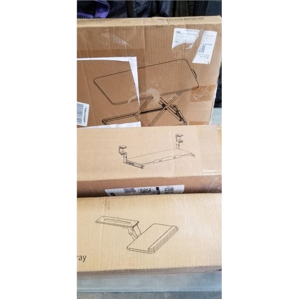 VIVO SINGLE DESKTOP RISER AND 2 KEYBOARD TRAYS