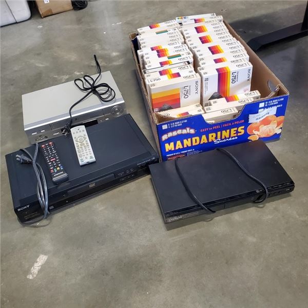 ASSORTED BETA MAX MOVIES AND TAPES, BLU RAY PLAYER AND VHS PLAYER