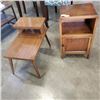 Image 1 : ANTIQUE OAK NIGHTSTAND AND MCM SIDE TABLE