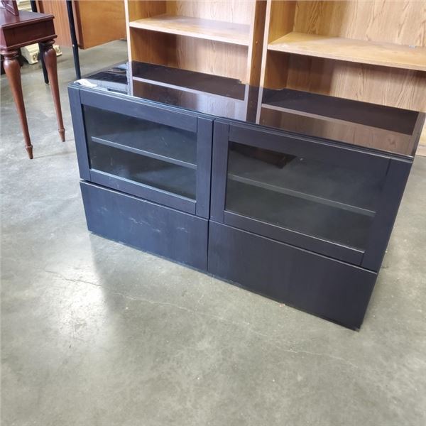 BLACK MODERN GLASS DOOR CABINET