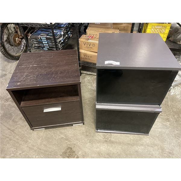 2 PC GLASS DOOR CABINET AND NIGHTSTAND