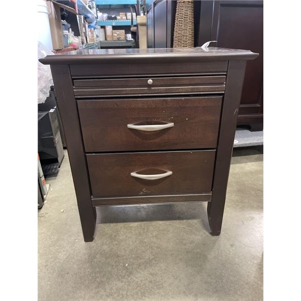 TWO DRAWER END TABLE WITH PULL OUT TRAY