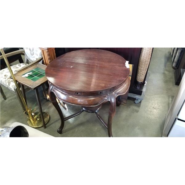 VINTAGE ROSEWOOD TABLE BASE WITH REFINISHED TOP