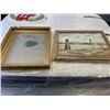 Image 1 : 2 OIL ON BOARDS AND ANTIQUE GOLD GUILDED MIRROR