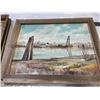 Image 3 : 2 OIL ON BOARDS AND ANTIQUE GOLD GUILDED MIRROR