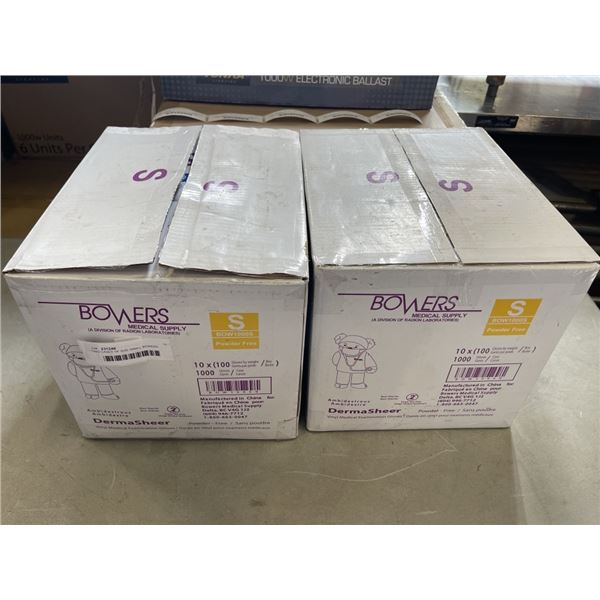 TWO CASES OF SIZE SMALL BOWERS POWDER FREE DISPOSABLE GLOVES