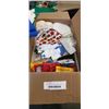 Image 2 : TOTE OF SEWING FABRIC AND BOX OF SEWING NOTIONS