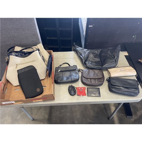 BOX OF VINTAGE HANDBAGS AND WALLETS
